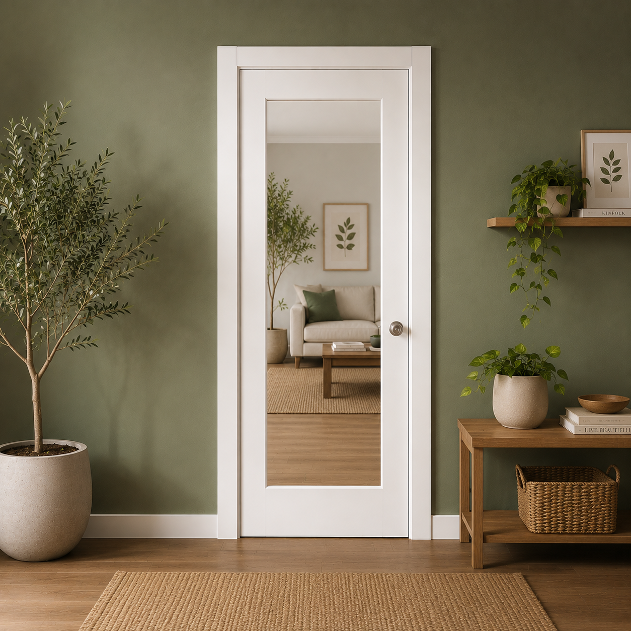 1 Lite Glazed White Prefinished