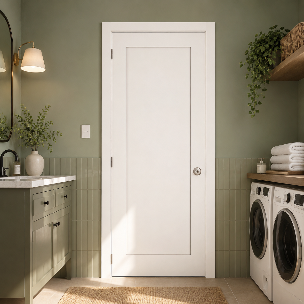 1P Shaker Flat Panel Primed Pine Door