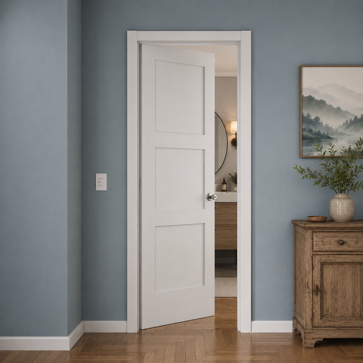 3P Shaker Flat Panel Primed Pine Door